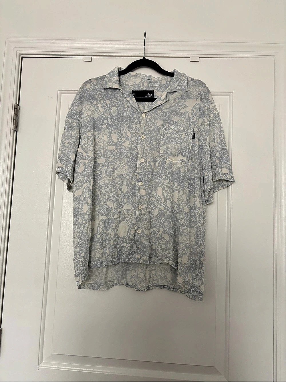 Lost Enterprises Men’s M Linen Blend Printed Button Up Shirt Y2K Surf